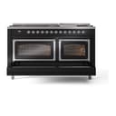 Nostalgie II Noblesse 60″ Dual Fuel Range      (9 Sealed Burners + Griddle, Natural Gas, Triple Glass Door, Glossy Black, Chrome) view 7