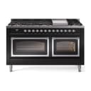 Nostalgie II Noblesse 60″ Dual Fuel Range      (9 Sealed Burners + Griddle, Liquid Propane, Triple Glass Door, Glossy Black, Chrome) view 1