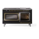 Nostalgie II Noblesse 60″ Dual Fuel Range      (9 Sealed Burners + Griddle, Natural Gas, Triple Glass Door, Glossy Black, Brass) view 5