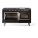 Nostalgie II Noblesse 60″ Dual Fuel Range      (9 Sealed Burners + Griddle, Liquid Propane, Triple Glass Door, Glossy Black, Brass) view 4