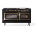 Nostalgie II Noblesse 60″ Dual Fuel Range      (9 Sealed Burners + Griddle, Liquid Propane, Triple Glass Door, Glossy Black, Brass) view 6