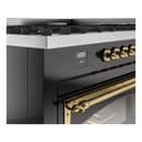 Nostalgie II Noblesse 60″ Dual Fuel Range      (9 Sealed Burners + Griddle, Liquid Propane, Triple Glass Door, Glossy Black, Brass) view 8