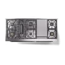 Nostalgie II Noblesse 60″ Dual Fuel Range      (9 Sealed Burners + Griddle, Liquid Propane, Solid Door, Midnight Blue, Burnished) view 4