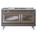 Nostalgie II Noblesse 60″ Dual Fuel Range      (7 Sealed Burners + Griddle + French Top, Natural Gas, Triple Glass Door, Graphite Matte, Brass) view 3