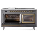 Nostalgie II Noblesse 60″ Dual Fuel Range      (7 Sealed Burners + Griddle + French Top, Liquid Propane, Triple Glass Door, Graphite Matte, Brass) view 5