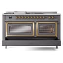 Nostalgie II Noblesse 60″ Dual Fuel Range      (7 Sealed Burners + Griddle + French Top, Liquid Propane, Triple Glass Door, Graphite Matte, Brass) view 7