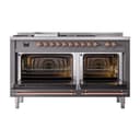 Nostalgie II Noblesse 60″ Dual Fuel Range      (7 Sealed Burners + Griddle + French Top, Natural Gas, Triple Glass Door, Graphite Matte, Copper) view 4