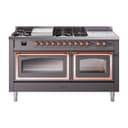 Nostalgie II Noblesse 60″ Dual Fuel Range      (7 Sealed Burners + Griddle + French Top, Liquid Propane, Triple Glass Door, Graphite Matte, Copper) view 1