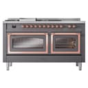 Nostalgie II Noblesse 60″ Dual Fuel Range      (7 Sealed Burners + Griddle + French Top, Liquid Propane, Triple Glass Door, Graphite Matte, Copper) view 3