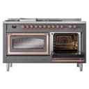 Nostalgie II Noblesse 60″ Dual Fuel Range      (7 Sealed Burners + Griddle + French Top, Liquid Propane, Triple Glass Door, Graphite Matte, Copper) view 6