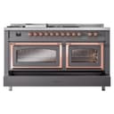 Nostalgie II Noblesse 60″ Dual Fuel Range      (7 Sealed Burners + Griddle + French Top, Liquid Propane, Triple Glass Door, Graphite Matte, Copper) view 7
