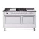 Nostalgie II Noblesse 60″ Dual Fuel Range      (7 Sealed Burners + Griddle + French Top, Natural Gas, Solid Door, White, Chrome) view 1