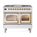 Nostalgie II Noblesse 40″ Dual Fuel Range (Natural Gas, Triple Glass Door, White, Brass) view 6