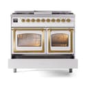 Nostalgie II Noblesse 40″ Dual Fuel Range (Natural Gas, Triple Glass Door, White, Brass) view 7