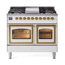 Nostalgie II Noblesse 40″ Dual Fuel Range (Liquid Propane, Triple Glass Door, White, Brass) view 1