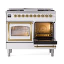Nostalgie II Noblesse 40″ Dual Fuel Range (Liquid Propane, Triple Glass Door, White, Brass) view 5