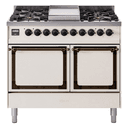 Nostalgie II Noblesse 40″ Dual Fuel Range (Natural Gas, Solid Door, Antique White, Burnished) view 1