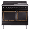Nostalgie II Noblesse 40″ Induction Range  (Solid Door, Glossy Black, Burnished) view 1