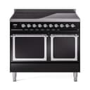 Nostalgie II Noblesse 40″ Induction Range  (Solid Door, Glossy Black, Chrome) view 1