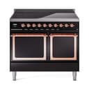 Nostalgie II Noblesse 40″ Induction Range  (Solid Door, Glossy Black, Copper) view 1