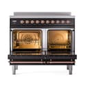 Nostalgie II Noblesse 40″ Induction Range  (Solid Door, Glossy Black, Copper) view 2