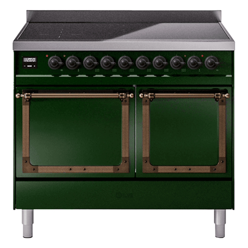 Nostalgie II Noblesse 40″ Induction Range (Solid Door, Emerald Green, Burnished)