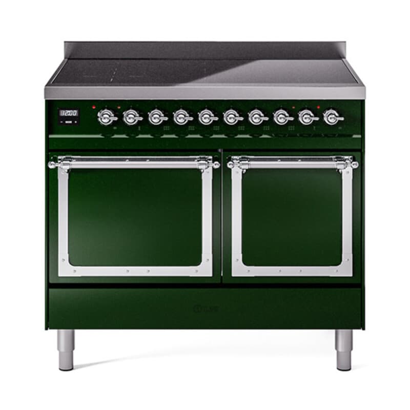Nostalgie II Noblesse 40″ Induction Range (Solid Door, Emerald Green, Chrome)