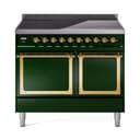 Nostalgie II Noblesse 40″ Induction Range  (Solid Door, Emerald Green, Brass) view 1