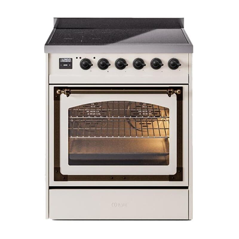 Nostalgie II Noblesse 30″ Induction Range (Triple Glass Door, Antique White, Burnished)