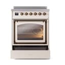Nostalgie II Noblesse 30″ Induction Range (Triple Glass Door, Antique White, Burnished) view 4