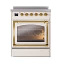 Nostalgie II Noblesse 30″ Induction Range (Triple Glass Door, Antique White, Brass) view 2