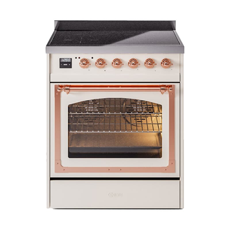 Nostalgie II Noblesse 30″ Induction Range (Triple Glass Door, Antique White, Copper)