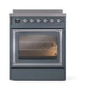 Nostalgie II Noblesse 30″ Induction Range (Triple Glass Door, Blue Grey, Chrome) view 2