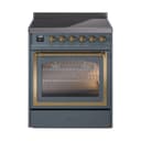 Nostalgie II Noblesse 30″ Induction Range (Triple Glass Door, Blue Grey, Brass) view 1