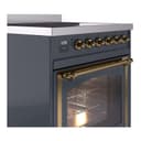 Nostalgie II Noblesse 30″ Induction Range (Triple Glass Door, Blue Grey, Brass) view 5