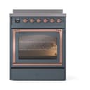 Nostalgie II Noblesse 30″ Induction Range (Triple Glass Door, Blue Grey, Copper) view 2