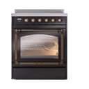 Nostalgie II Noblesse 30″ Induction Range (Triple Glass Door, Glossy Black, Burnished) view 2