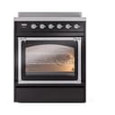 Nostalgie II Noblesse 30″ Induction Range (Triple Glass Door, Glossy Black, Chrome) view 2