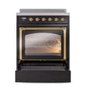 Nostalgie II Noblesse 30″ Induction Range (Triple Glass Door, Glossy Black, Brass) view 4