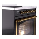 Nostalgie II Noblesse 30″ Induction Range (Triple Glass Door, Glossy Black, Brass) view 5