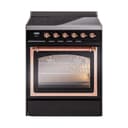 Nostalgie II Noblesse 30″ Induction Range (Triple Glass Door, Glossy Black, Copper) view 1