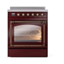 Nostalgie II Noblesse 30″ Induction Range (Triple Glass Door, Burgundy, Burnished) view 2