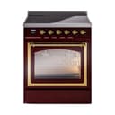 Nostalgie II Noblesse 30″ Induction Range (Triple Glass Door, Burgundy, Brass) view 1