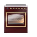 Nostalgie II Noblesse 30″ Induction Range (Triple Glass Door, Burgundy, Brass) view 2