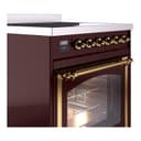 Nostalgie II Noblesse 30″ Induction Range (Triple Glass Door, Burgundy, Brass) view 5