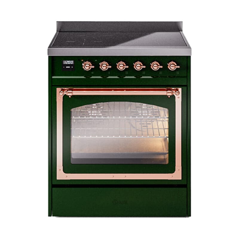 Nostalgie II Noblesse 30″ Induction Range (Triple Glass Door, Emerald Green, Copper)