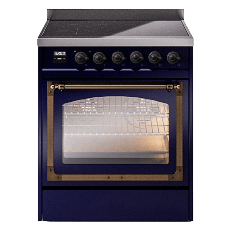 Nostalgie II Noblesse 30″ Induction Range (Triple Glass Door, Midnight Blue, Burnished)
