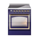Nostalgie II Noblesse 30″ Induction Range (Triple Glass Door, Midnight Blue, Brass) view 1
