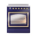 Nostalgie II Noblesse 30″ Induction Range (Triple Glass Door, Midnight Blue, Brass) view 2