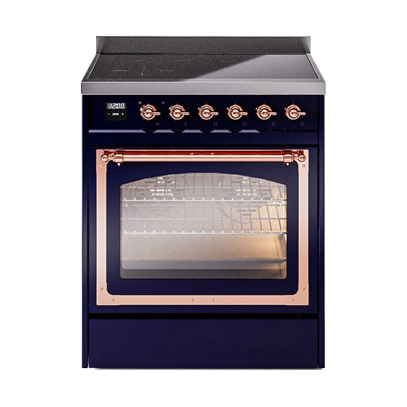 Nostalgie II Noblesse 30″ Induction Range (Triple Glass Door, Midnight Blue, Copper)